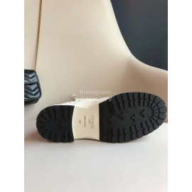Fendi Fashion Autumn And Winter White Leather Boots For Women 