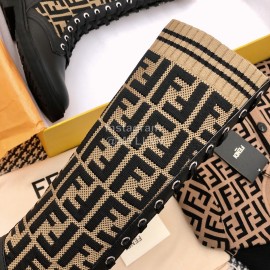 Fendi Autumn And Winter New Calfskin Lace Up Boots For Women