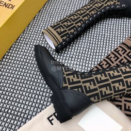 Fendi Autumn And Winter New Calfskin Lace Up Boots For Women