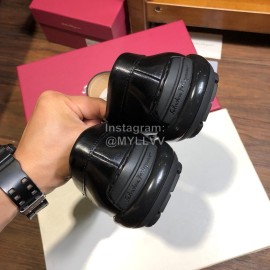 Ferragamo Calf Leather Business Shoes For Men Black