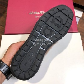 Ferragamo Calf Leather Business Shoes For Men Brown