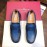 Ferragamo Calf Leather Business Shoes For Men Blue