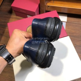 Ferragamo Calf Leather Business Shoes For Men Blue