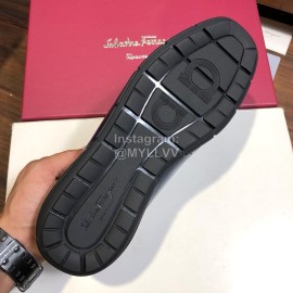 Ferragamo Calf Leather Business Shoes For Men Blue