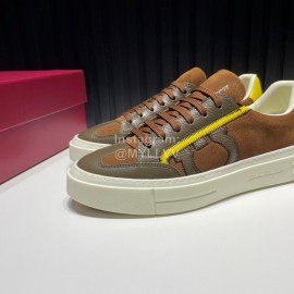 Ferragamo Calf Leather Casual Shoes For Men Brown