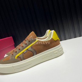 Ferragamo Calf Leather Casual Shoes For Men Brown