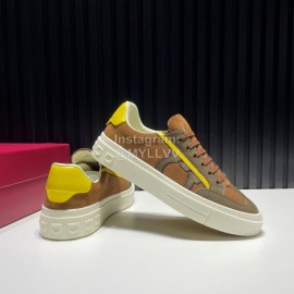 Ferragamo Calf Leather Casual Shoes For Men Brown