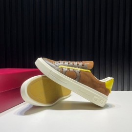 Ferragamo Calf Leather Casual Shoes For Men Brown