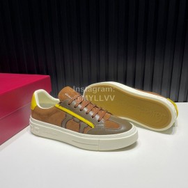 Ferragamo Calf Leather Casual Shoes For Men Brown
