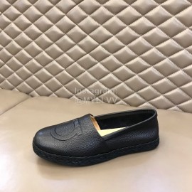 Ferragamo Summer Calf Leather Woven Sole Loafers Black For Men 