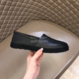 Ferragamo Summer Calf Leather Woven Sole Loafers Black For Men 