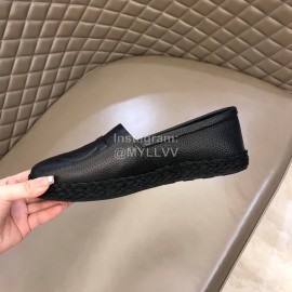 Ferragamo Summer Calf Leather Woven Sole Loafers Black For Men 