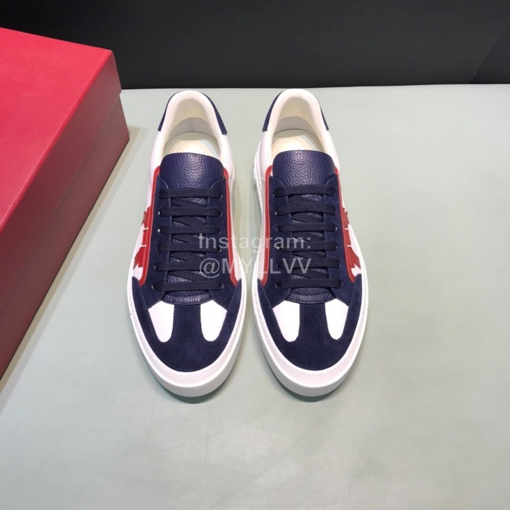 Ferragamo Fashion Calf Leather Casual Shoes For Men Navy