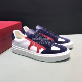 Ferragamo Fashion Calf Leather Casual Shoes For Men Navy