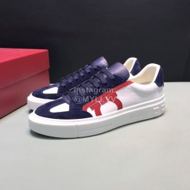 Ferragamo Fashion Calf Leather Casual Shoes For Men Navy