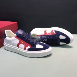 Ferragamo Fashion Calf Leather Casual Shoes For Men Navy