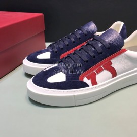 Ferragamo Fashion Calf Leather Casual Shoes For Men Navy