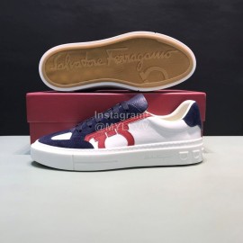 Ferragamo Fashion Calf Leather Casual Shoes For Men Navy