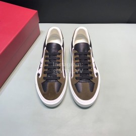 Ferragamo Fashion Calf Leather Casual Shoes For Men Brown