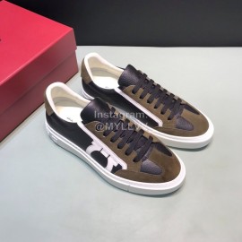 Ferragamo Fashion Calf Leather Casual Shoes For Men Brown