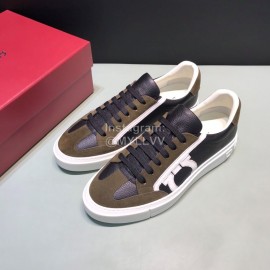 Ferragamo Fashion Calf Leather Casual Shoes For Men Brown