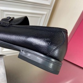 Ferragamo Black Cowhide Gancini Buckle Business Shoes For Men 