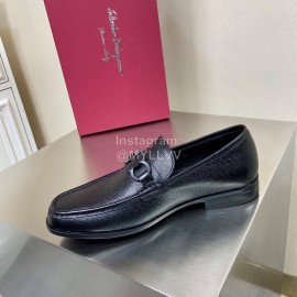 Ferragamo Palmprint Cowhide Gancini Buckle Business Shoes For Men 