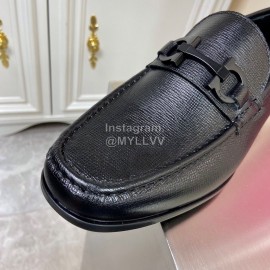 Ferragamo Palmprint Cowhide Gancini Buckle Business Shoes For Men 