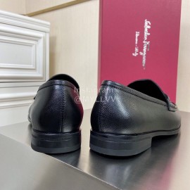 Ferragamo Palmprint Cowhide Gancini Buckle Business Shoes For Men 