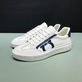 Ferragamo Calf Leather Casual Sneakers For Men White