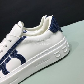 Ferragamo Calf Leather Casual Sneakers For Men White