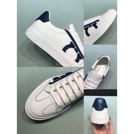 Ferragamo Calf Leather Casual Sneakers For Men White