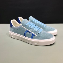 Ferragamo Calf Leather Casual Sneakers For Men Blue