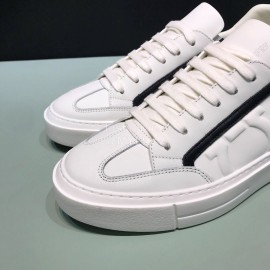 Ferragamo Fashion Cowhide Casual Sneakers For Men White