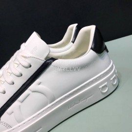 Ferragamo Fashion Cowhide Casual Sneakers For Men White