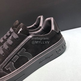 Ferragamo Fashion Cowhide Casual Sneakers For Men Black