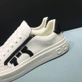 Ferragamo Fashion Calf Leather Casual Sneakers For Men Black