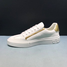 Ferragamo Fashion Calf Leather Casual Sneakers For Men Gold