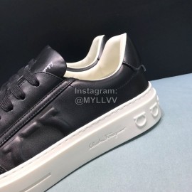 Ferragamo Fashion Calf Leather Black Casual Sneakers For Men 