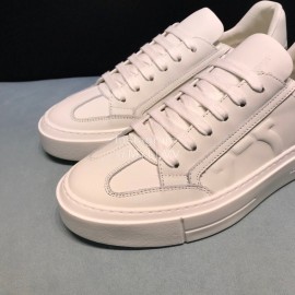 Ferragamo Fashion White Calf Leather Casual Sneakers For Men 