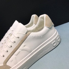 Ferragamo Fashion Calf Leather Casual Sneakers For Men Beige