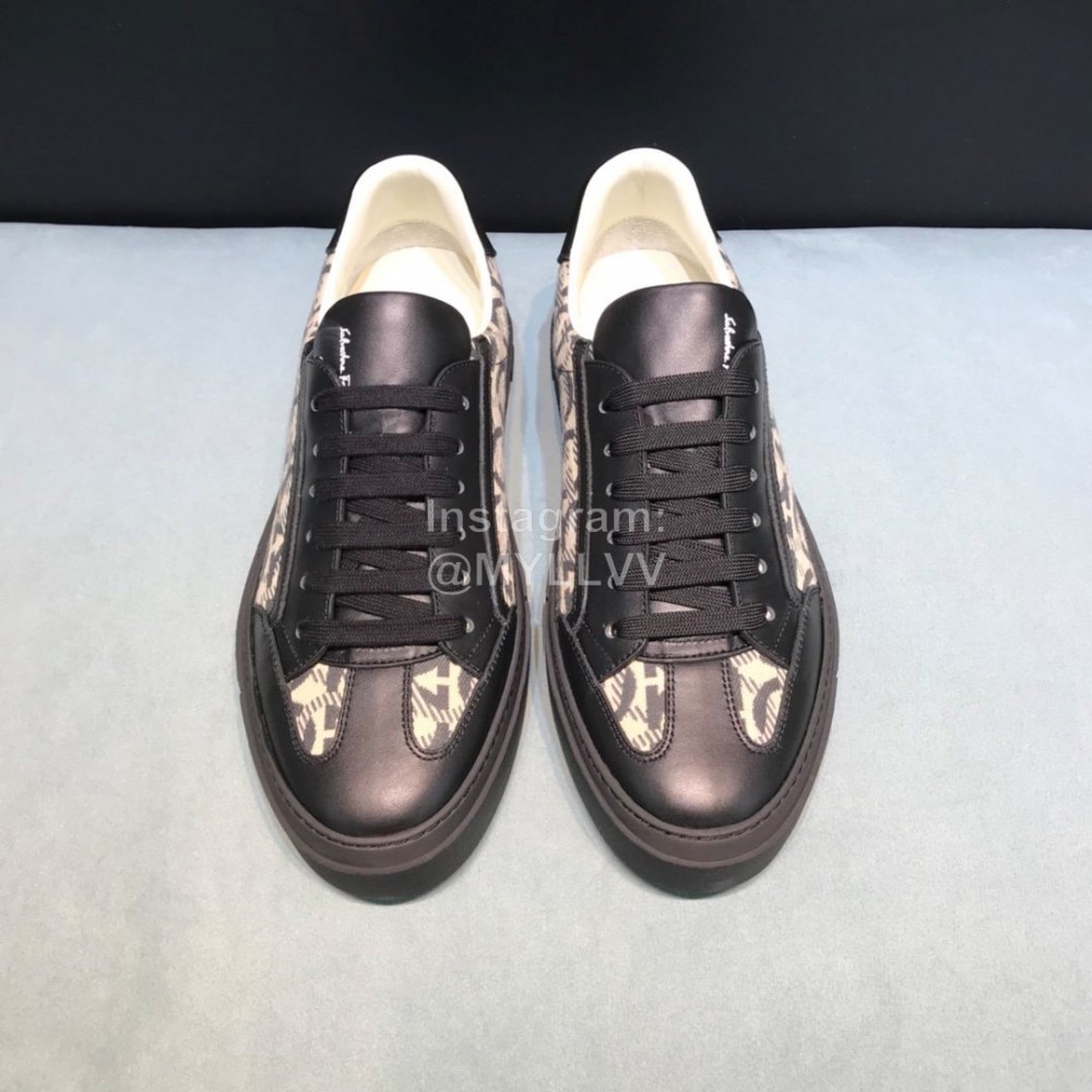 Ferragamo Calf Leather Casual Sneakers For Men 