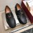 Ferragamo Oil Waxed Calf Leather Gancini Buckle Shoes For Men Black
