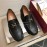 Ferragamo Black Oil Waxed Calf Leather Gancini Buckle Shoes For Men
