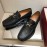Ferragamo Black Oil Waxed Calf Leather Gancini Buckle Shoes For Men