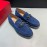 Ferragamo Velvet Cowhide Gancini Buckle Shoes For Men Blue