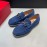 Ferragamo Velvet Cowhide Gancini Buckle Shoes For Men Blue
