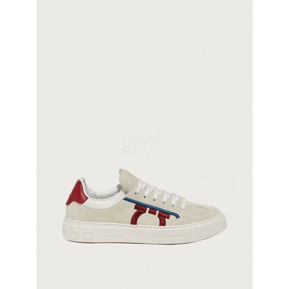 Ferragamo Fashion Cowhide Casual Sneakers For Men Beige