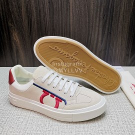 Ferragamo Fashion Cowhide Casual Sneakers For Men Beige