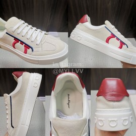 Ferragamo Fashion Cowhide Casual Sneakers For Men Beige